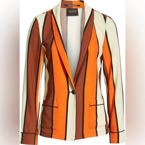 SCOTCH & SODA by MAISON SCOTCH for ANTHROPOLOGIE Stripe Drapey Blazer - Picture 5 of 14